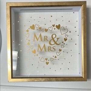 Gold Heart Mr & Mrs Shadow Box Frame